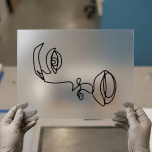 Abstract Faces, Single Line DTF transfer, ready to press