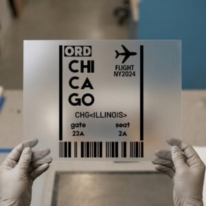 Chicago Boarding Pass DTF transfer, ready to press