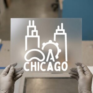 Chicago City Skyline, White — ready-to-press DTF transfer by Loop DTF Chicago City Skyline, White DTF transfer, ready to press