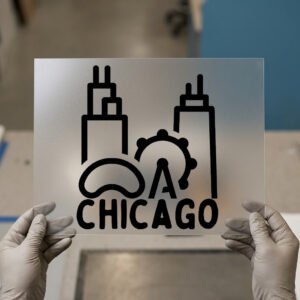 Chicago Landmarks DTF transfer, ready to press