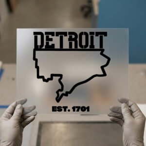 Detroit Est. 1701 Map DTF transfer, ready to press