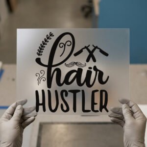 Hair Hustler, Scissors and Leaves — ready-to-press DTF transfer by Loop DTF Hair Hustler, Scissors and Leaves DTF transfer, ready to press