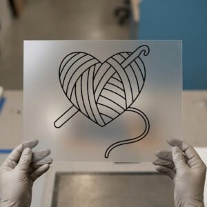 Heart of Yarn with Crochet Hook DTF transfer, ready to press