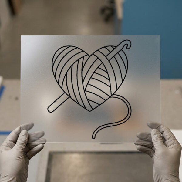 Heart of Yarn with Crochet Hook DTF transfer, ready to press