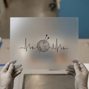 Heartbeat, Yarn and Needles DTF transfer, ready to press