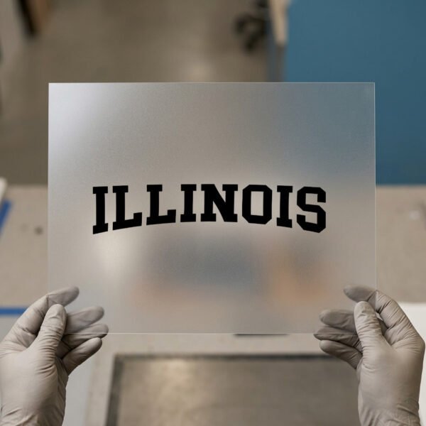 Illinois Arched Text DTF transfer, ready to press