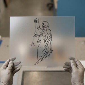 Lady Justice, Single Line DTF transfer, ready to press
