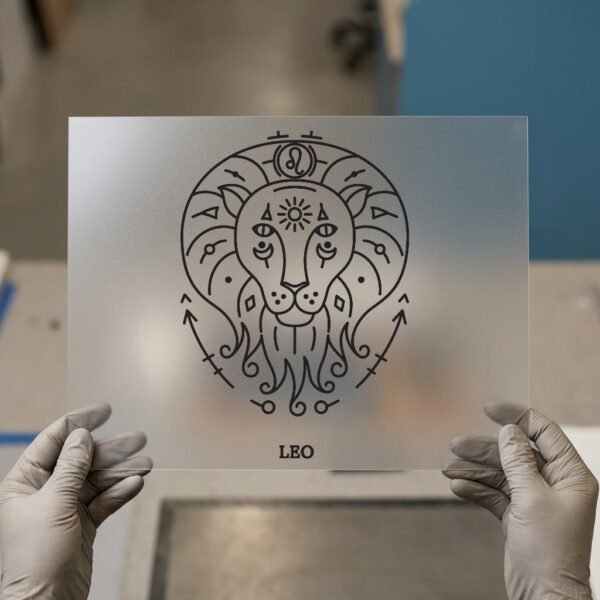 Leo Zodiac Line Art DTF transfer, ready to press