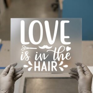 Love Is in the Hair DTF transfer, ready to press