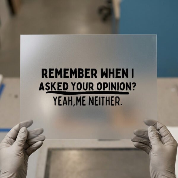 Remember When I Asked Your Opinion? Yeah, Me Neither. DTF transfer, ready to press