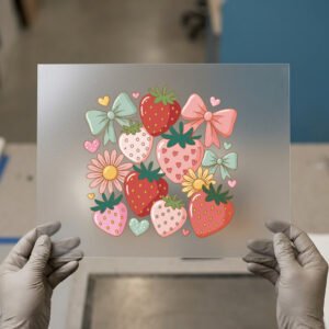 Sweet Strawberries and Bows — ready-to-press DTF transfer by Loop DTF Sweet Strawberries and Bows DTF transfer, ready to press