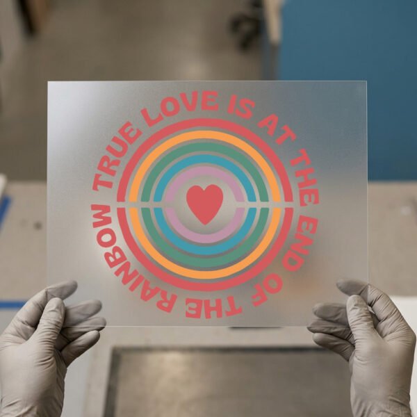 True Love Rainbow Heart DTF transfer, ready to press