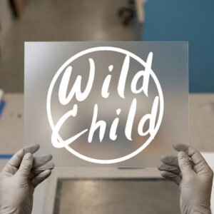 Wild Child, Circle Script DTF transfer, ready to press